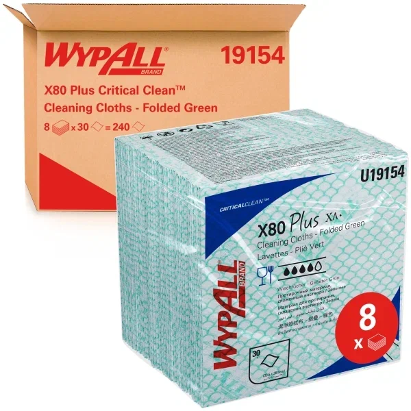 Фото товара: WypAll® X80 Plus Протирочный материал — Сложенные в 1/4 / Зеленый
