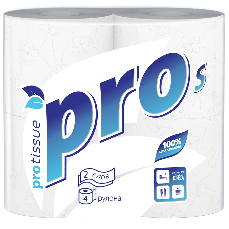 Фото товара: Туалетная бумага PROtissue S Premium двухслойная 4 рулона