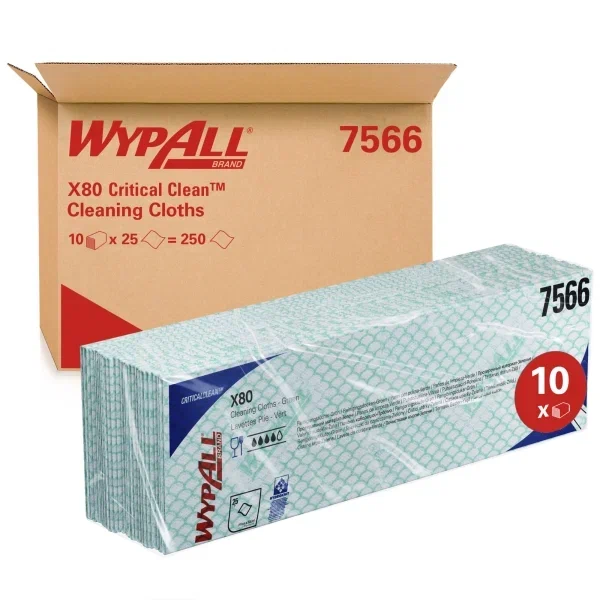 Фото товара: WypAll® X80 Протирочный материал — Сложенные / Зеленый