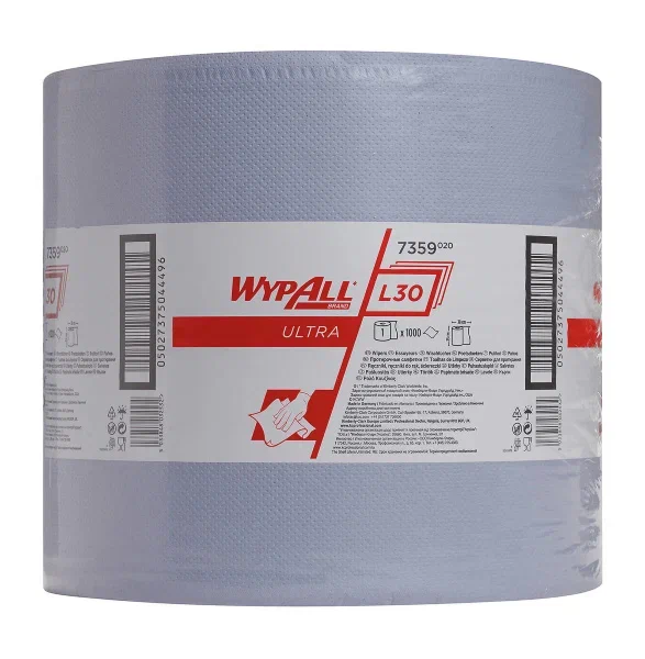 Фото товара: WypAll® L30 Протирочный материал для многофункционального использования — Jumbo Roll — Extra Long / Wide / Синий