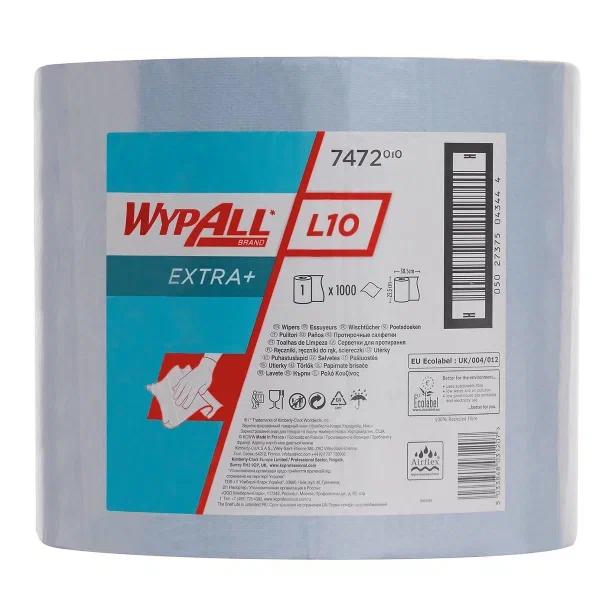 Фото товара: WypAll® L10 EXTRA+ Протирочный материал — Большой рулон / Синий