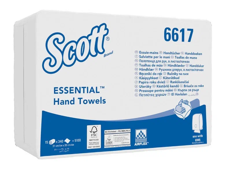 Фото товара: Scott® ESSENTIAL™ Полотенца для рук — Сложенные / Белый /Малый
