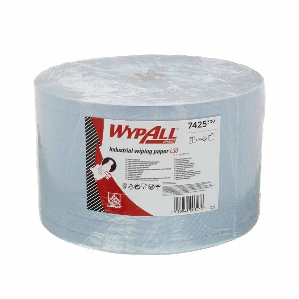 Фото товара: WypAll® L30 Протирочный материал для удаления загрязнений на производстве — рулон Jumbo / Синий