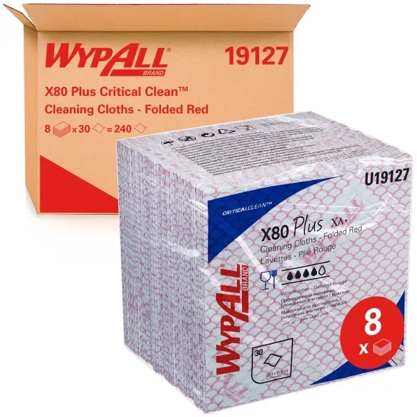 Фото товара: WypAll® X80 Plus Протирочный материал — Сложенные в 1/4 / Красный
