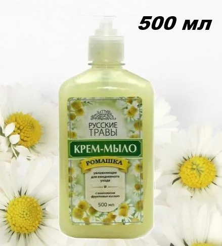 Фото товара: Жидкое крем-мыло Русские травы Ромашка, дозатор, 500 мл