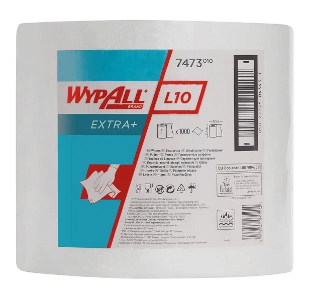Фото товара: WypAll® L10 EXTRA+ Протирочный материал — Большой рулон / Белый