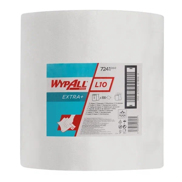 Фото товара: WypAll® L10 Протирочный материал для поверхностей — рулон Jumbo — сверхширокий / Белый