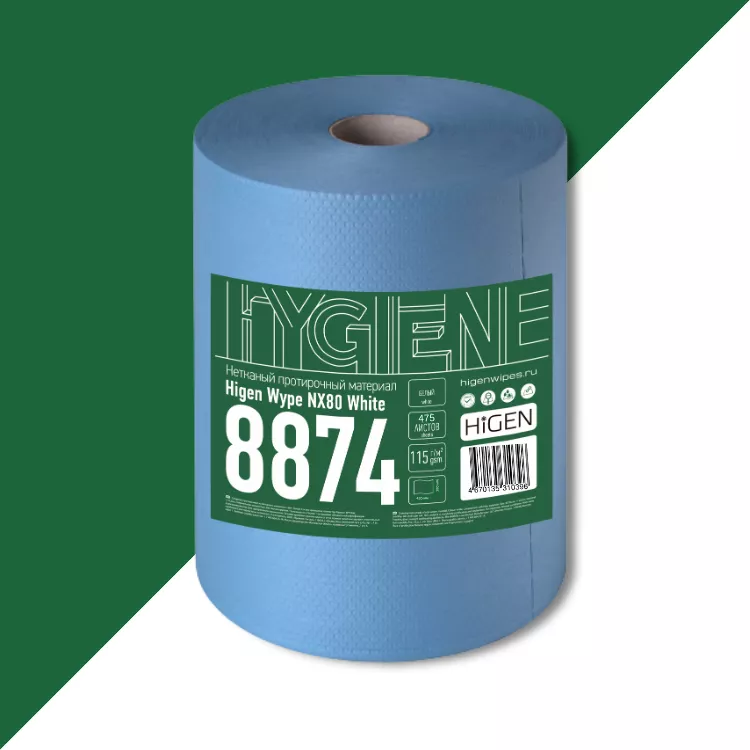 Фото товара: Нетканый протирочный материал HiGEN XP80 Blue, синий, 38×42 см, 475 л.