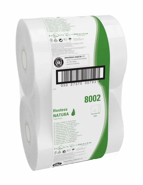 Фото товара: Hostess™ NATURA Туалетная бумага — Jumbo / Белый /525 M / 60