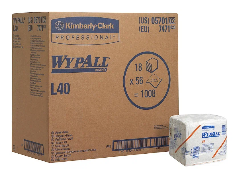Фото товара: WypAll® L40 PowerClean — Сложенные в 1/4 / Белый