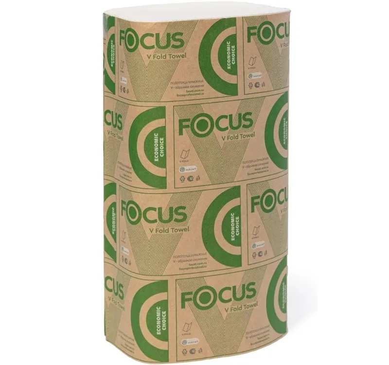 Фото товара: Полотенце бумажное Focus V-слож. 1-сл. 250 л./упак. (5083741) (15 шт.)