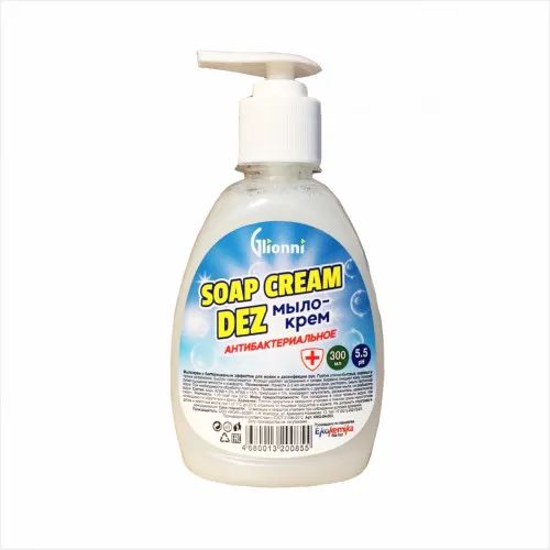 Фото товара: SOAP CREAM DEZ Антибактериальное жидкое мыло-крем, 0,3 л 1/25
