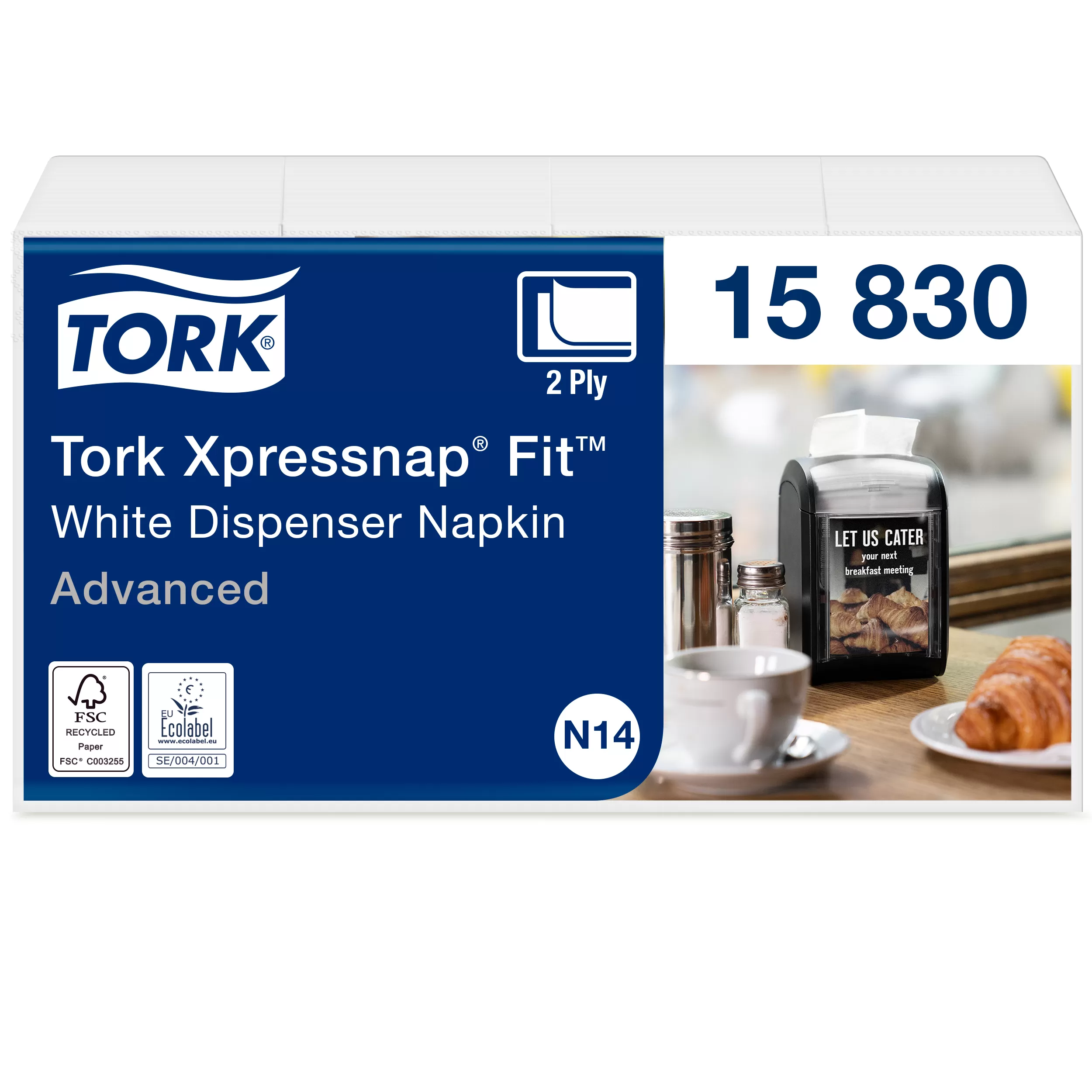 Фото товара: Tork XPN Fit салфетки диспенсерные, белые, 21,3х16,5, 120л (6 пачек)