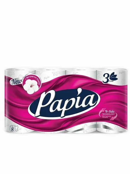 Фото товара: Туалетная бумага Papia Professional 5080721 3-слойная, 56 рулонов (7 пачек по 8 рулонов)