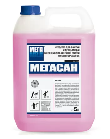 Фото товара: АМС Медиа Мегасан Средство для очистки и дезинфекции сантехники и кафельной плитки концентрированное