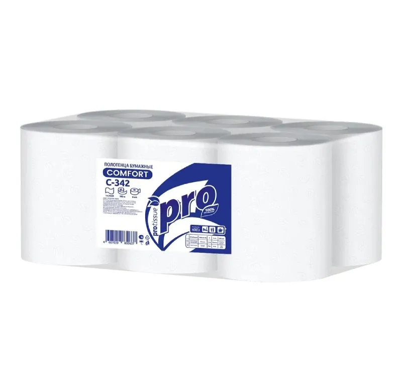 Фото товара: Полотенце бумажное PROtissue 1-сл. 180 м белое (С342) (6 шт.)