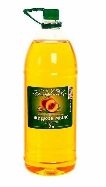 Фото товара: Мыло прозрачное жидкое Зодиак Персик в Мини ПЭТ канистре, 2 л