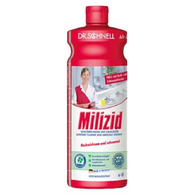 Фото товара: MILIZID 1 L, Очиститель кисл-й ванных и туалетных 1/12 143387