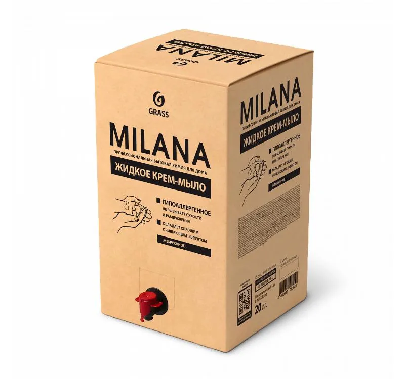 Фото товара: Крем-мыло жидкое увлажняющее «Milana жемчужное», bag-in-box 20,4 кг