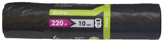 Фото товара: Мешок 220 л черный EXTRA GLIONNI 1 рул./10 шт.