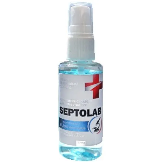 Фото товара: Жидкость-санайзер для рук IPC SEPTOLAB 70% с распылителем, 50 мл