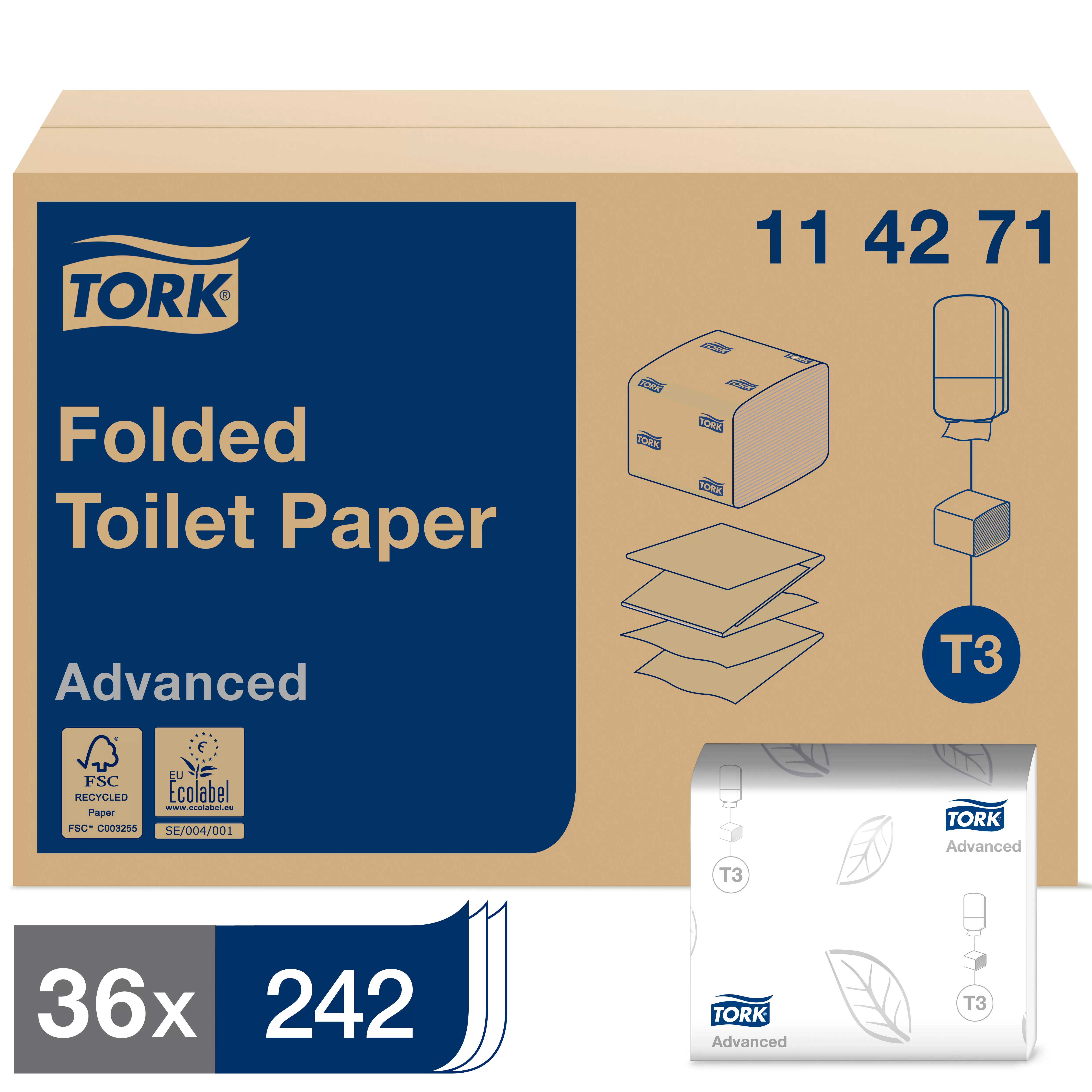 Фото товара: Tork листовая туалетная бумага мягкая 2 сл белая Advanced