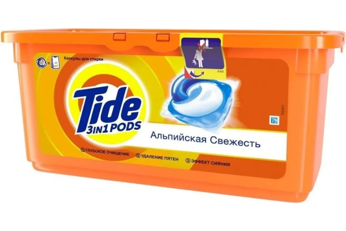 Фото товара: Tide жидкий в капсулах Альпийская свежесть 30 шт.×22,8 г