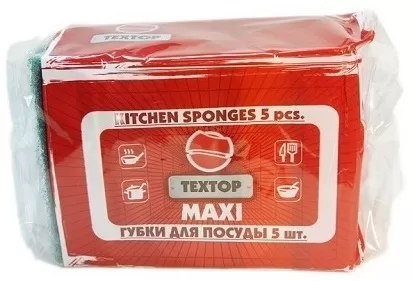 Фото товара: Губка для посуды ТЕХТОР МАКСИ (9,5*6,5*2,7 см) 5шт
