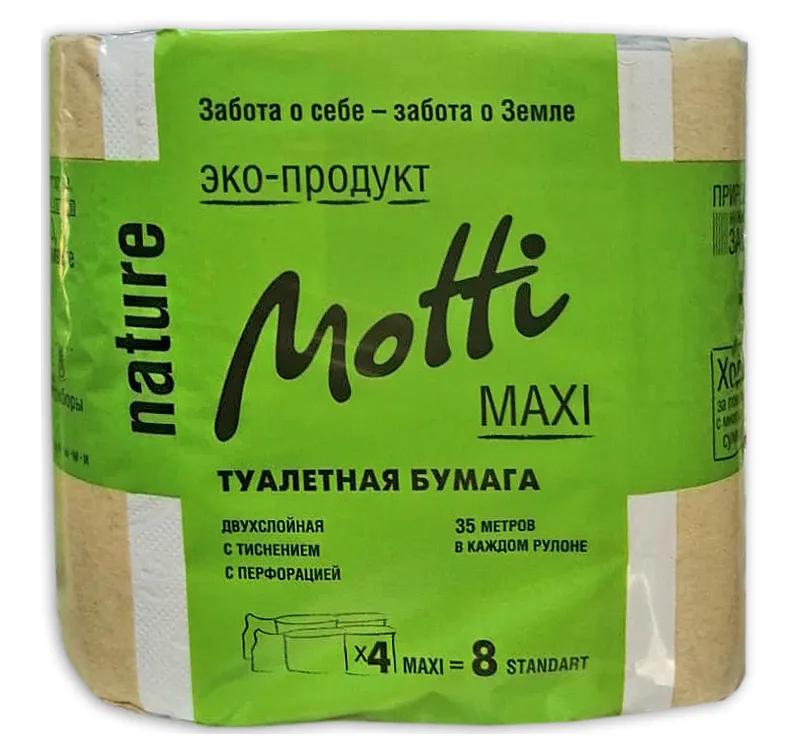 Фото товара: Туалетная бумага Motti 2-сл. 4 рул./упак. белая 35 м (101732-М)