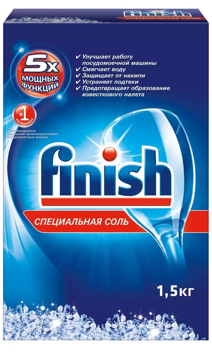 Фото товара: Средство для мытья посуды в посудомоечных машинах 1,5 кг, FINISH (Финиш), соль от накип