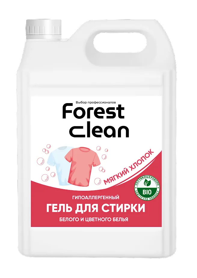 Фото товара: Forest Clean гель для стирки белья “Мягкий хлопок” 5л.