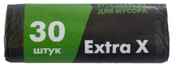 Фото товара: Мешок 30 л чёрный Extra X GLIONNI 1 рул./30 шт.