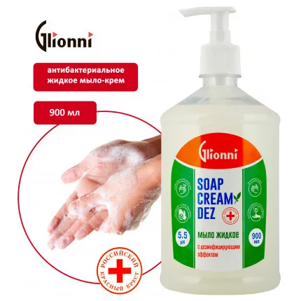 Фото товара: SOAP CREAM DEZ Антибактериальное жидкое мыло-крем, 0,9 л 1/12