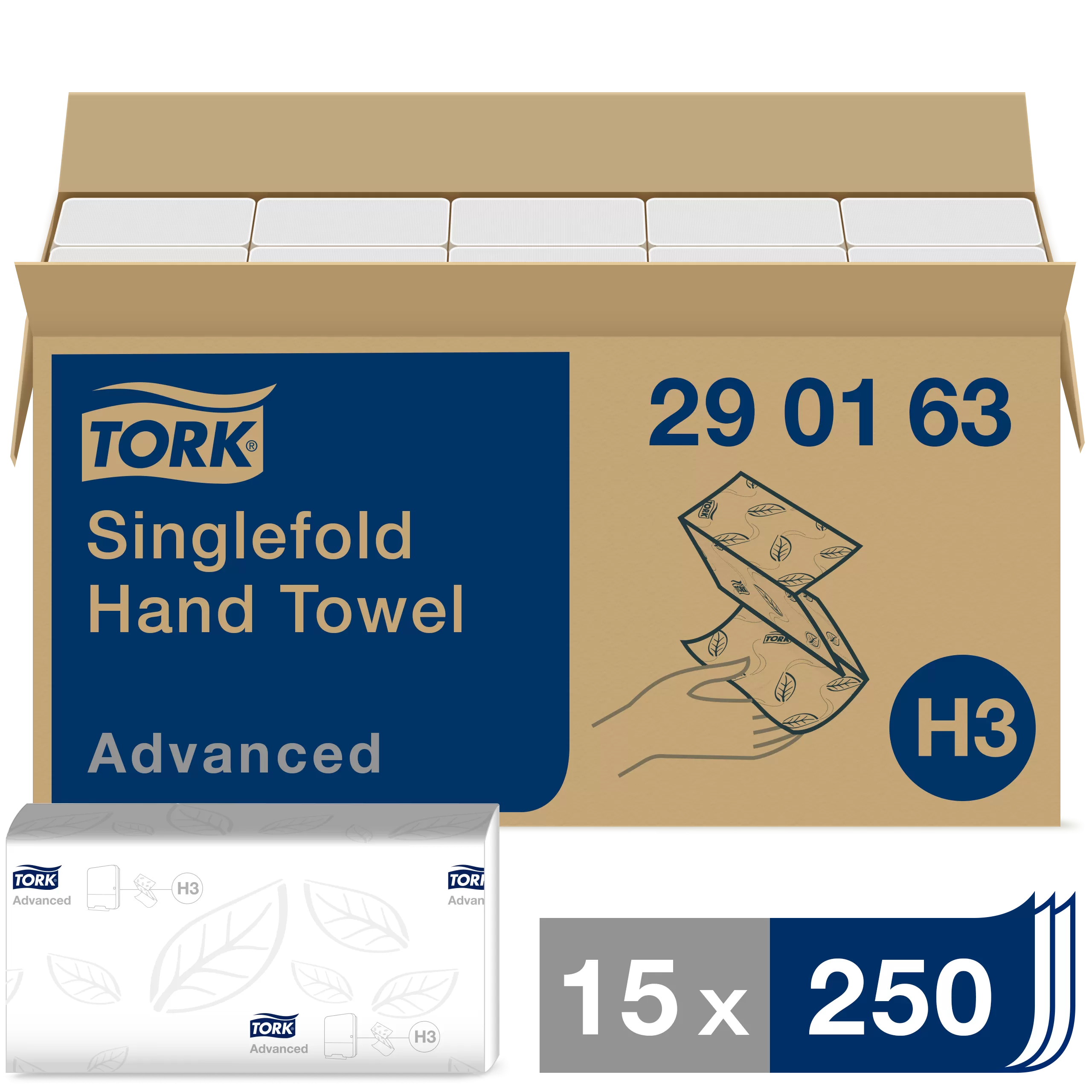 Фото товара: Полотенца в пач. Tork Xpress Singlefold ZZ-сл, 2-сл, 250л, 23х24,8см, белый 1/15