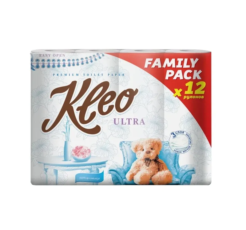 Фото товара: Туалетная бумага Kleo Ultra 3-сл. 12 рул./упак. белая