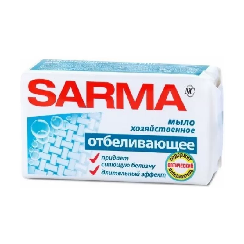 Фото товара: Мыло хозяйственное ОТБЕЛИВАЮЩЕЕ SARMA 140г