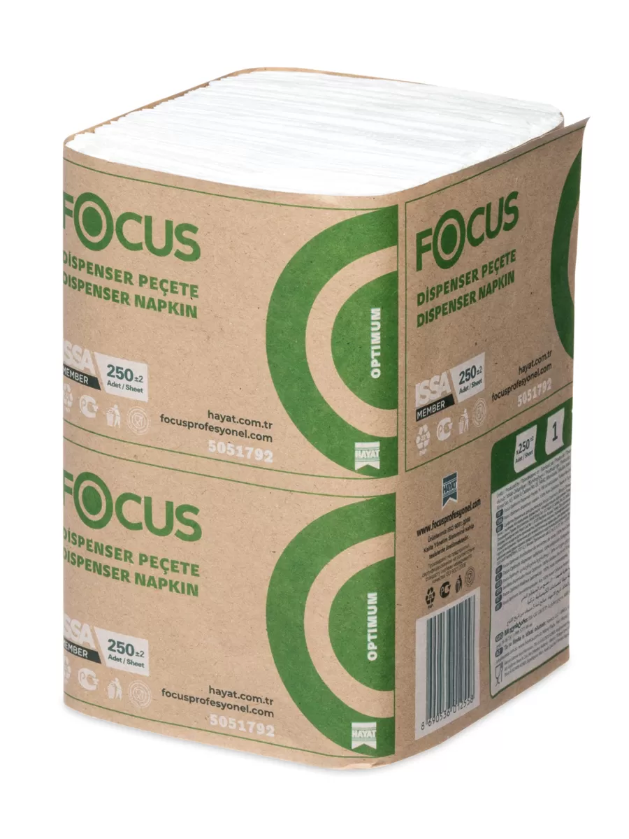 Фото товара: Hayat Focus Optimum салфетки для диспенсера, 1 сл, 24х18 см, 250 шт.