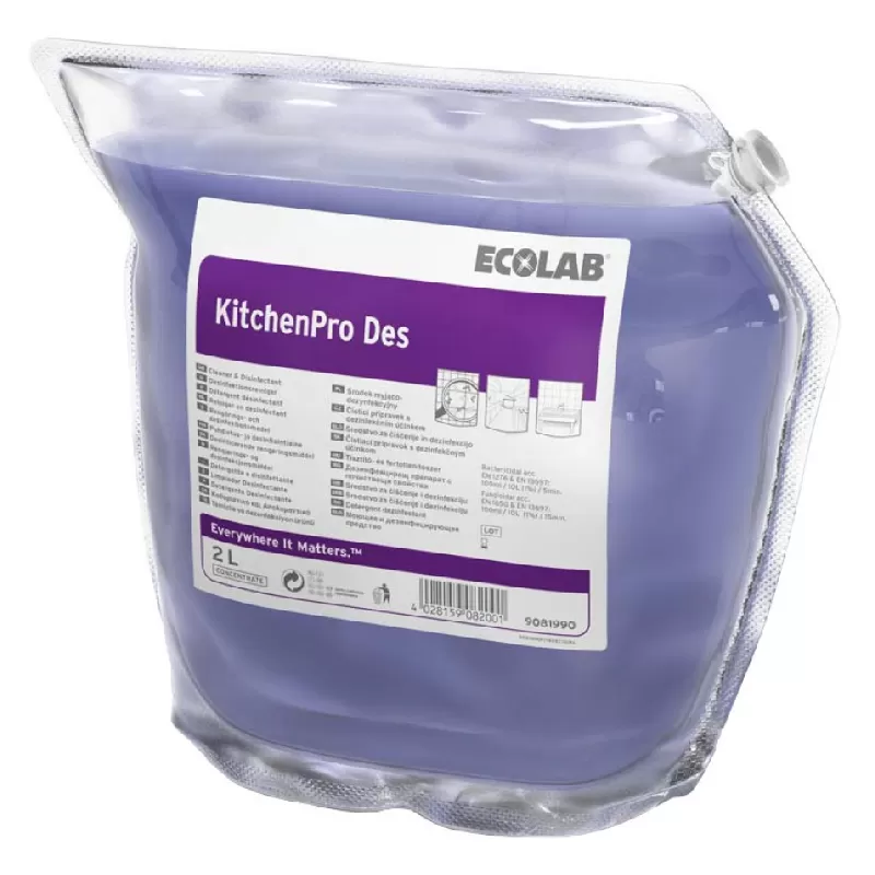 Фото товара: Ecolab KitchenPro Des концентрированное дезинфицирующее средство для поверхностей, 2 л