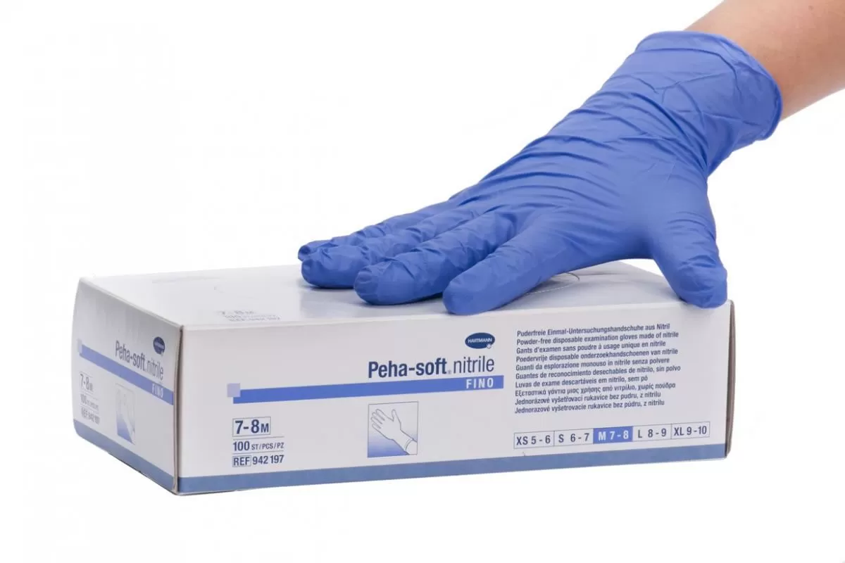 Фото товара: Peha-soft nitril  fino- перчатки 150 шт диагности. нитриловые б/пудры н/с M 9421974