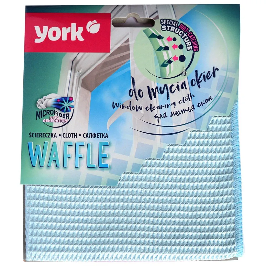 Фото товара: Салфетка из микрофибры YORK для окон вафельная 35×35 см