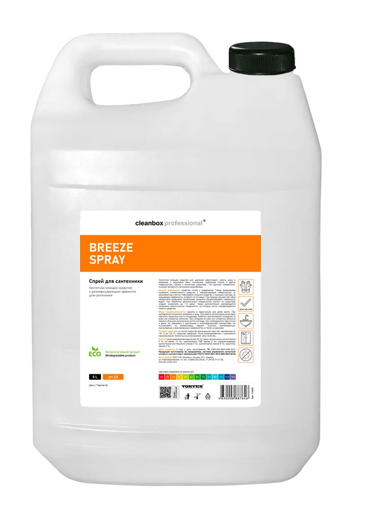 Фото товара: Кислотное моющее средство для сантехники CleanBox Professional BREEZE SPRAY, 5 л