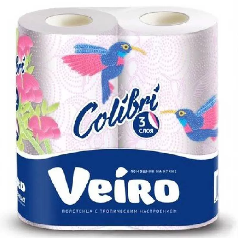 Фото товара: Полотенца в рул. VEIRO Colibri 3-сл, 15м, белые, 2рул