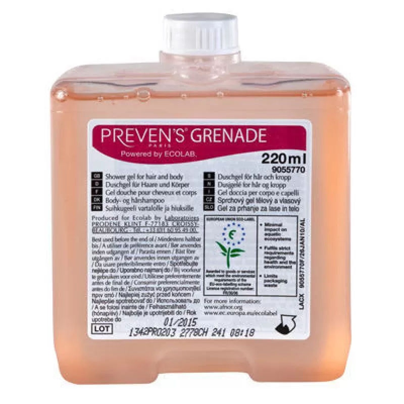 Фото товара: Ecolab Prevens Paris Grenade жидкий гель-шампунь для тела и волос с экстрактом граната