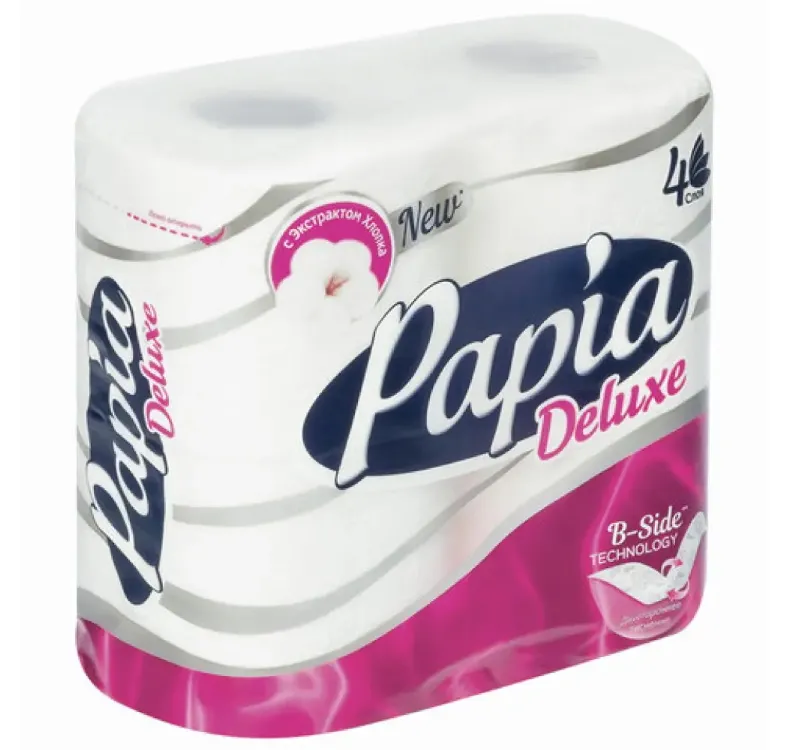 Фото товара: Туалетная бумага Papia Deluxe 4-сл. 4 рул./упак. белая (5062185)