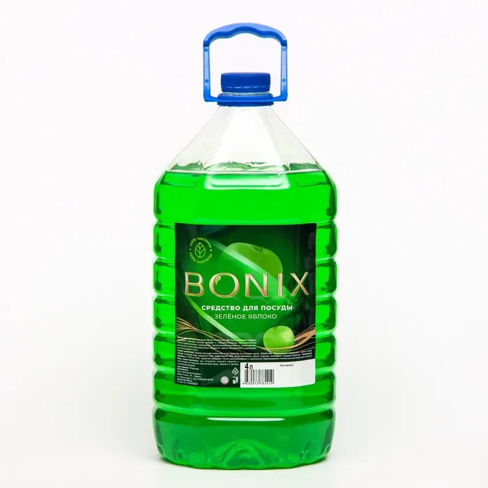 Фото товара: Моющее средство для посуды Bonix Зеленое яблоко, 4 л