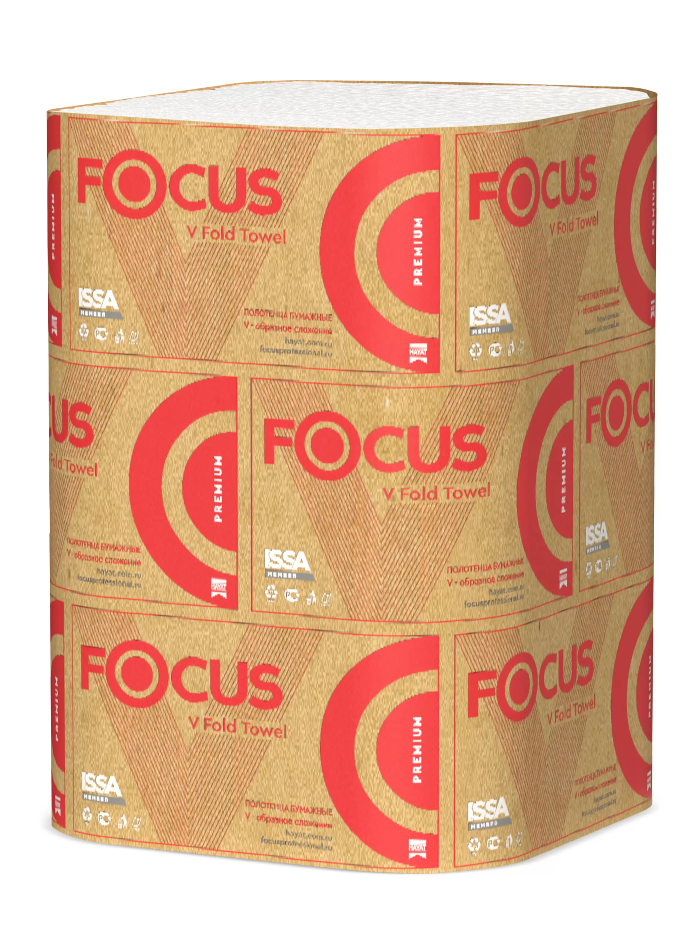 Фото товара: Бумажные полотенца Focus Premium V-сложения 5049977, 15 пачек по 200 листов
