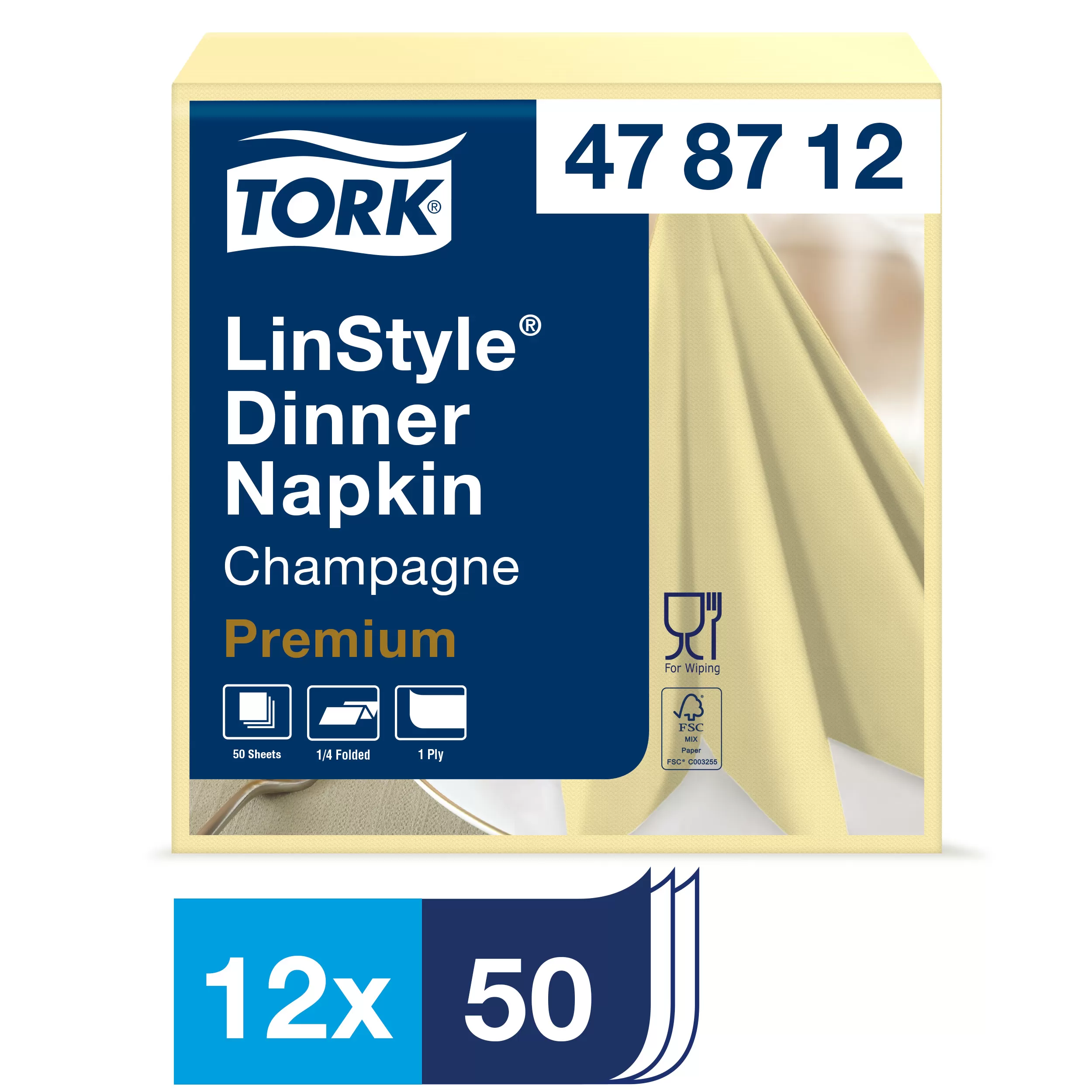 Фото товара: Салфетки Tork LinStyle 1-сл 39х39см, 50шт,шампань