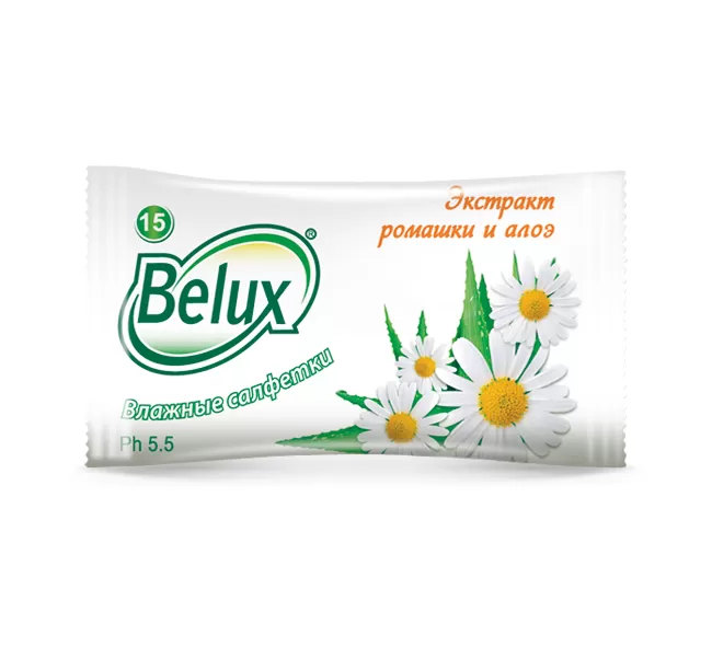 Фото товара: Влажные салфетки Belux Ромашка и Алоэ, 15шт