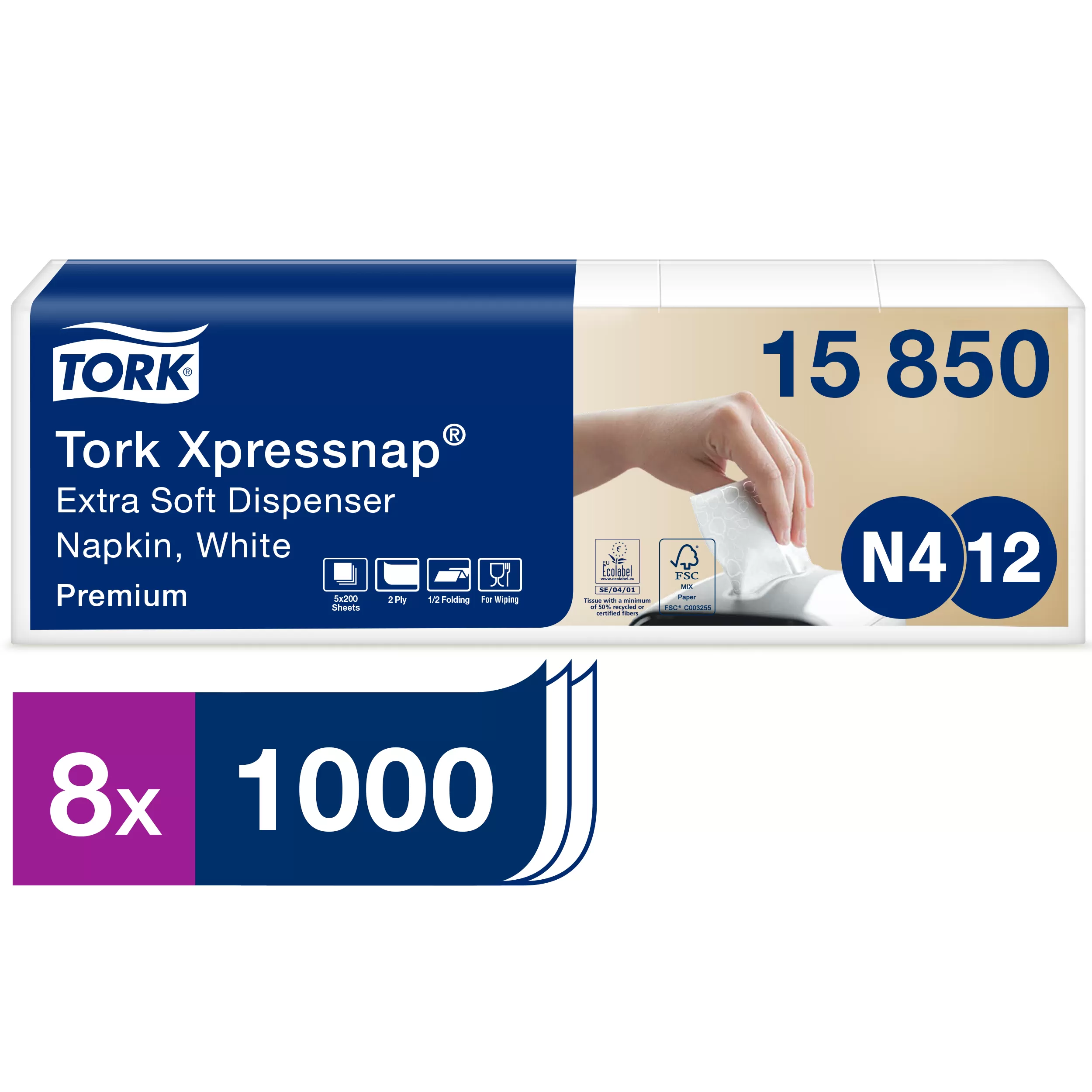 Фото товара: Tork Xpressnap® диспенсерные салфетки ультрамягкие