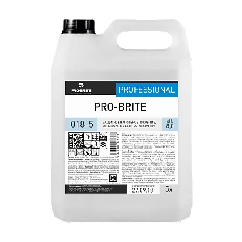 Фото товара: Pro-brite акриловое защитное напольное покрытие. Эмульсия с сухим остатком 18%.
